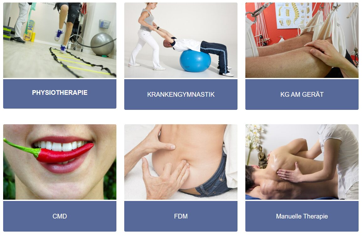 Screenshot der Website der Physiotherapie Praxis Bernhardi in der Hannover Südstadt.